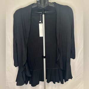 Black Women's Light Peplum Ruffle Cardigan